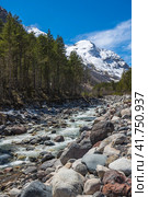 Panoramic view of Baksan river. Стоковое фото, фотограф Юлия Белоусова / Фотобанк Лори