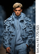 Man on the catwalk, creative fashion show,  Generative AI. Стоковое AI-изображение, AI-художник Анна Кривицкая / Фотобанк Лори