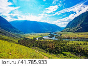 Долина реки Чулышман. Урочище Аккурум. Горный Алтай. Стоковое фото, фотограф Макаров Алексей / Фотобанк Лори