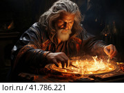 Magic Ritual: Summon the Spirit of Fire by Magic Utterance. Стоковое AI-изображение, AI-художник Юрий Поздников / Фотобанк Лори