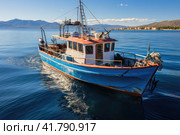 In Search of Fish: Fishing Boat on the High Seas. Стоковое AI-изображение, AI-художник Юрий Поздников / Фотобанк Лори