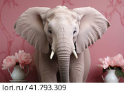 Pink Elephant  Generative AI. Стоковое AI-изображение, AI-художник Анна Кривицкая / Фотобанк Лори