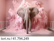 Pink Elephant  Generative AI. Стоковое AI-изображение, AI-художник Анна Кривицкая / Фотобанк Лори