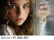Portrait of a sweet and beautiful girl in close-up. Стоковое AI-изображение, AI-художник Ярославский Максим / Фотобанк Лори