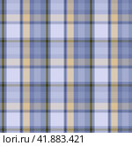 Seamless checkered striped pattern in pastel shades of blue, yellow and green for fabric, textiles, clothing, tablecloth, wallpaper, plaid. Стоковая иллюстрация, иллюстратор Александр Кротков / Фотобанк Лори