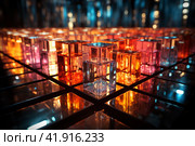 Abstract cubes with light coming out of them,Generative AI. Стоковое AI-изображение, AI-художник Анна Кривицкая / Фотобанк Лори