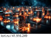 Abstract cubes with light coming out of them,Generative AI. Стоковое AI-изображение, AI-художник Анна Кривицкая / Фотобанк Лори