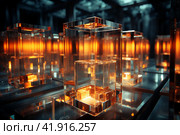 Abstract cubes with light coming out of them,Generative AI. Стоковое AI-изображение, AI-художник Анна Кривицкая / Фотобанк Лори