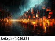 Abstract cubes with light coming out of them,Generative AI. Стоковое AI-изображение, AI-художник Анна Кривицкая / Фотобанк Лори