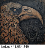 Viking crow and ornamentGenerative AI. Стоковое AI-изображение, AI-художник Анна Кривицкая / Фотобанк Лори