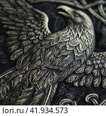 Viking crow and ornamentGenerative AI. Стоковое AI-изображение, AI-художник Анна Кривицкая / Фотобанк Лори
