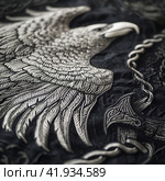 Viking crow and ornamentGenerative AI. Стоковое AI-изображение, AI-художник Анна Кривицкая / Фотобанк Лори