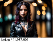 Портрет девушки-гота. Стоковое AI-изображение, AI-художник Сергей Цепелев / Фотобанк Лори