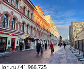 Доходный дом А. И. Урусова зимой. Россия, город Москва, улица Арбат, 32. Редакционное фото, фотограф Овчинникова Ирина / Фотобанк Лори