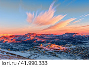 Morning dawn over the village of Kubachi in Dagestan. Стоковое фото, фотограф Владимир Ушаров / Фотобанк Лори