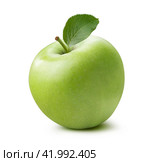 Single whole green apple 2 isolated on white background. Стоковое фото, фотограф Катерина Ковалева / Фотобанк Лори