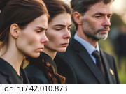 Семья на похоронах близкого человека. Стоковое AI-изображение, AI-художник Щеголева Ольга / Фотобанк Лори