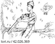 Лесоруб. Стоковая иллюстрация, иллюстратор Anastasiya Emelyanova / Фотобанк Лори