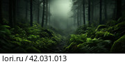 Fern in the forest,Generative AI. Стоковое AI-изображение, AI-художник Анна Кривицкая / Фотобанк Лори