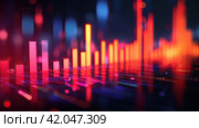 Luminous stock chart. Стоковое AI-изображение, AI-художник Кирилл Черезов / Фотобанк Лори