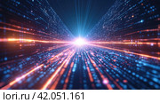 Luminous Digital Code Transmission Lines. Стоковое AI-изображение, AI-художник Кирилл Черезов / Фотобанк Лори