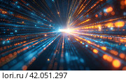 Luminous Digital Code Transmission Lines. Стоковое AI-изображение, AI-художник Кирилл Черезов / Фотобанк Лори