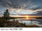 вечернее зеркало заката. Стоковое фото, фотограф Данил Хусаинов / Фотобанк Лори