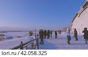 Вид на  стены Богородице-Успенского монастыря города Свияжск (2024 год). Редакционное видео, видеограф Галина / Фотобанк Лори