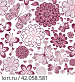 Spring rose gradient pattern seamless with floral heart. Стоковая иллюстрация, иллюстратор Ольга Дроздова / Фотобанк Лори