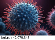 A close up of a virus that has been infected, AI. Стоковое AI-изображение, AI-художник Терехова Марина / Фотобанк Лори