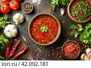 Seasoning of Georgian and Abkhaz cuisine adjika. AI generated. Стоковое AI-изображение, AI-художник Ольга Губская / Фотобанк Лори