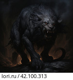Werewolf on a dark background. ,Generative AI. Стоковое AI-изображение, AI-художник Анна Кривицкая / Фотобанк Лори