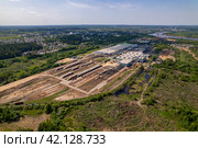 Вид с высоты на Вятский фанерный комбинат в городе Кирове (аэросъемка 2023 года) Стоковое фото, фотограф Владислав Самошкин / Фотобанк Лори