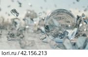 Abstract Glass Balls Shatter When Collided. Стоковое AI-изображение, AI-художник Кирилл Черезов / Фотобанк Лори