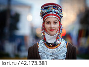 Cheboksary,Chuvashia/Russian Federation - 08.24.2019 - Actors of the Chuvash theatre of Opera and ballet in the Chuvash national costumes on the day of the city of Cheboksary. Редакционное фото, фотограф Андриян Григорьевич Чаркин / Фотобанк Лори