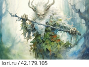 Forest spirit, watercolor,Generative AI. Стоковое AI-изображение, AI-художник Анна Кривицкая / Фотобанк Лори