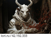 Demon with goat horns,Generative AI. Стоковое AI-изображение, AI-художник Анна Кривицкая / Фотобанк Лори