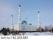 Казахстан. Карагандинская областная центральная мечеть им. Анет баба зимой (2018 год). Стоковое фото, фотограф Ерохин Дмитрий Викторович / Фотобанк Лори
