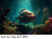 Underwater sea monster scary. Generate Ai. Стоковое AI-изображение, AI-художник Иван Рябоконь / Фотобанк Лори