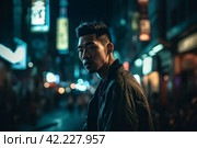 Asian man cyberpank neon. Generate Ai. Стоковое AI-изображение, AI-художник Иван Рябоконь / Фотобанк Лори
