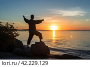 Tai chi sunset person. Generate Ai. Стоковое AI-изображение, AI-художник Иван Рябоконь / Фотобанк Лори