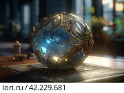 Magic stone ball with gold. Generate Ai. Стоковое AI-изображение, AI-художник Иван Рябоконь / Фотобанк Лори