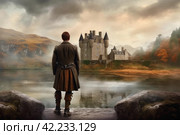 Scot person scottish castle. Generate Ai. Стоковое AI-изображение, AI-художник Иван Рябоконь / Фотобанк Лори