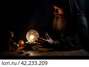 Soothsayer crystal ball globe. Generate Ai. Стоковое AI-изображение, AI-художник Иван Рябоконь / Фотобанк Лори