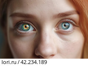Eyes heterochromia woman. Generate Ai. Стоковое AI-изображение, AI-художник Иван Рябоконь / Фотобанк Лори