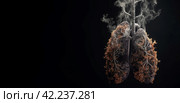 Lungs after smoking banner. Generate Ai. Стоковое AI-изображение, AI-художник Иван Рябоконь / Фотобанк Лори