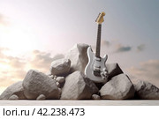 Rock day electric guitar background. Generate Ai. Стоковое AI-изображение, AI-художник Иван Рябоконь / Фотобанк Лори