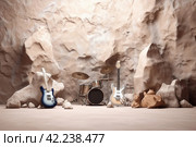 Rock day mountains wall background. Generate Ai. Стоковое AI-изображение, AI-художник Иван Рябоконь / Фотобанк Лори