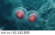 Cell division process, micro. Стоковое AI-изображение, AI-художник Кирилл Черезов / Фотобанк Лори
