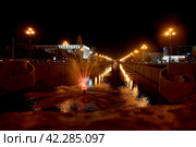 Город Казань. Ночное освещение канала Бурлак. Улица Лево-Бурлачная (2023 год). Стоковое фото, фотограф Александр Тараканов / Фотобанк Лори